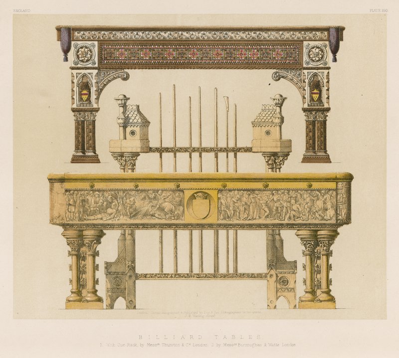 طاولات البلياردو (chromolitho) بواسطة مدرسة اللغة الإنجليزية