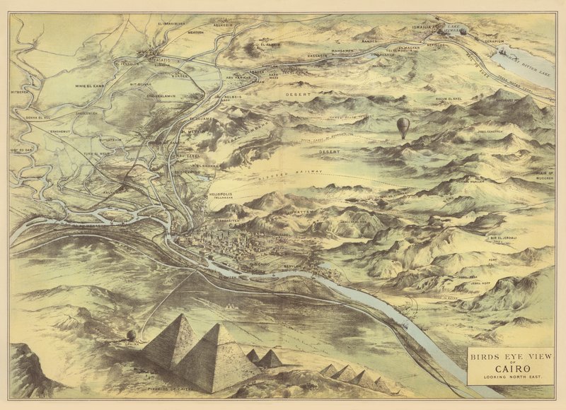 Birds Eye View of Cairo (chromolitho) بواسطة مدرسة اللغة الإنجليزية