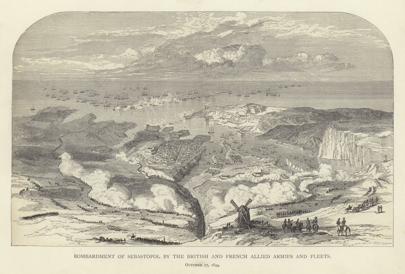 قصف سيباستوبول من قبل جيوش وأساطيل الحلفاء البريطانية والفرنسية ، 17 أكتوبر 1854 بواسطة مدرسة اللغة الإنجليزية