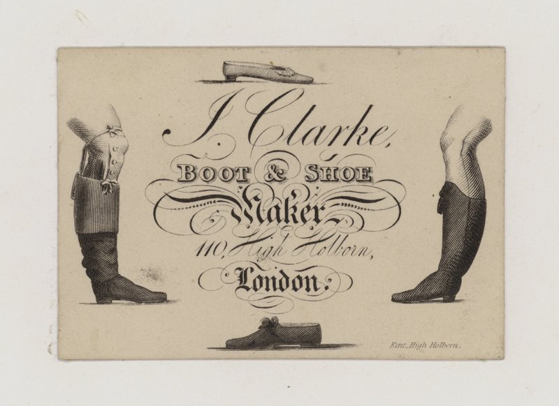 Boot and Shoemaker ، J Clarke ، البطاقة التجارية بواسطة مدرسة اللغة الإنجليزية