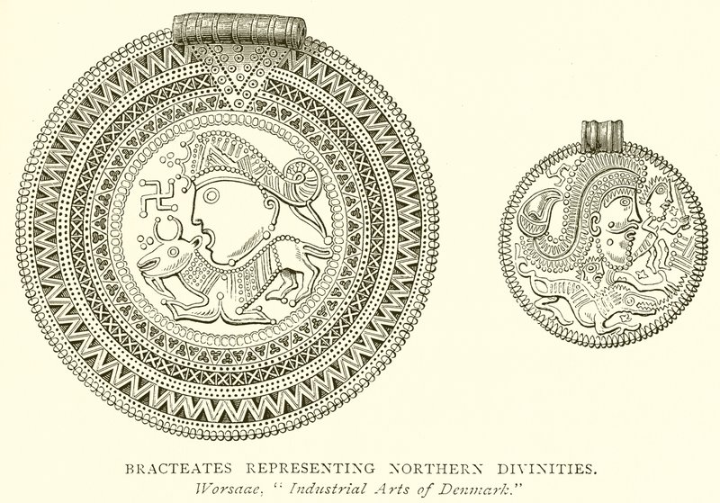 Bracteates تمثل الإلهيات الشمالية بواسطة مدرسة اللغة الإنجليزية