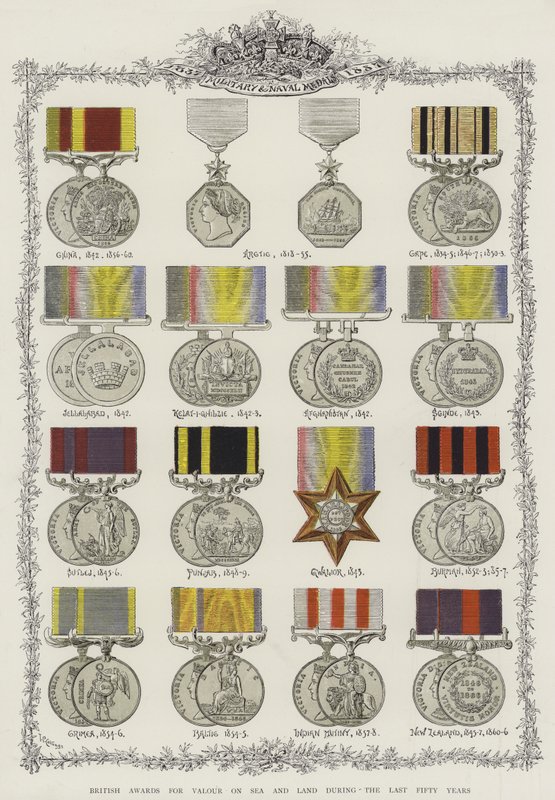 British Awards for Valour on Sea and Land during the Last Fifty Years (chromolitho) بواسطة مدرسة اللغة الإنجليزية