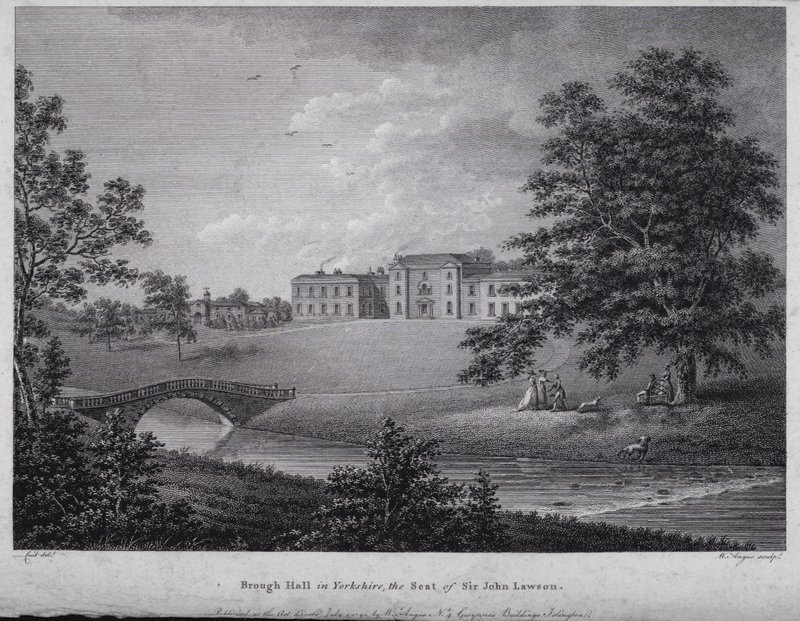 Brough Hall in Yorkshire, the Seat of Sir John Lawson (engraving) بواسطة مدرسة اللغة الإنجليزية
