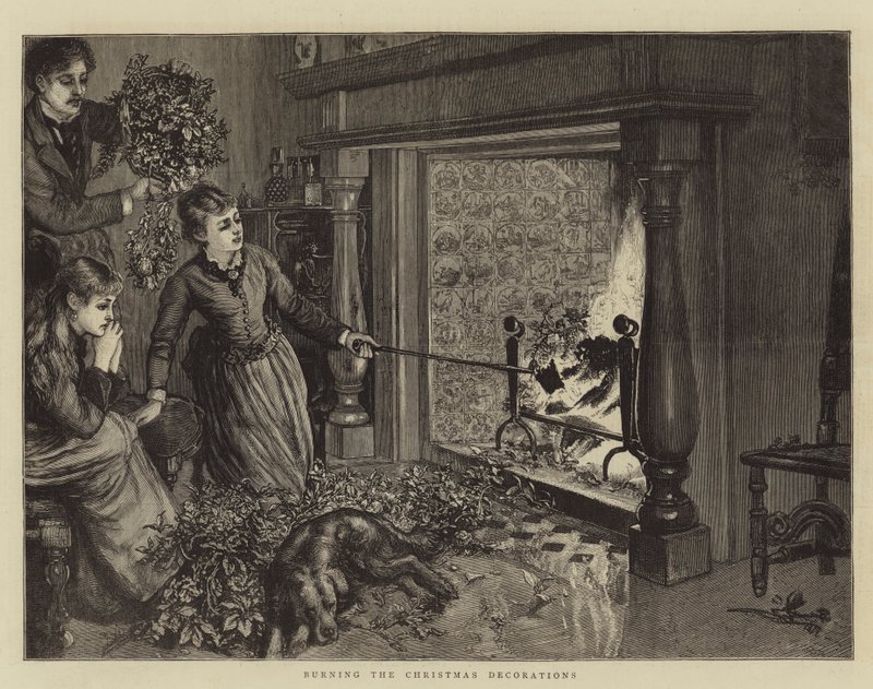 Burning the Christmas Decorations (engraving) بواسطة مدرسة اللغة الإنجليزية