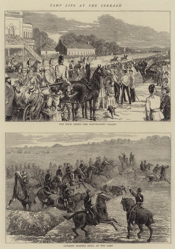 حياة المعسكر في Curragh (نقش) بواسطة مدرسة اللغة الإنجليزية