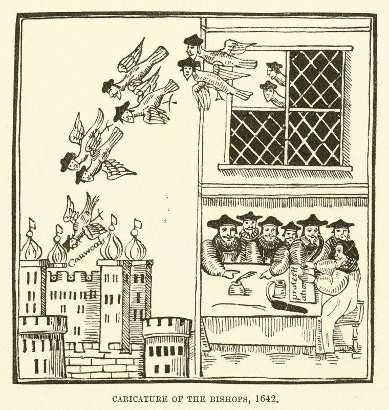 كاريكاتير الأساقفة ، 1642 بواسطة مدرسة اللغة الإنجليزية