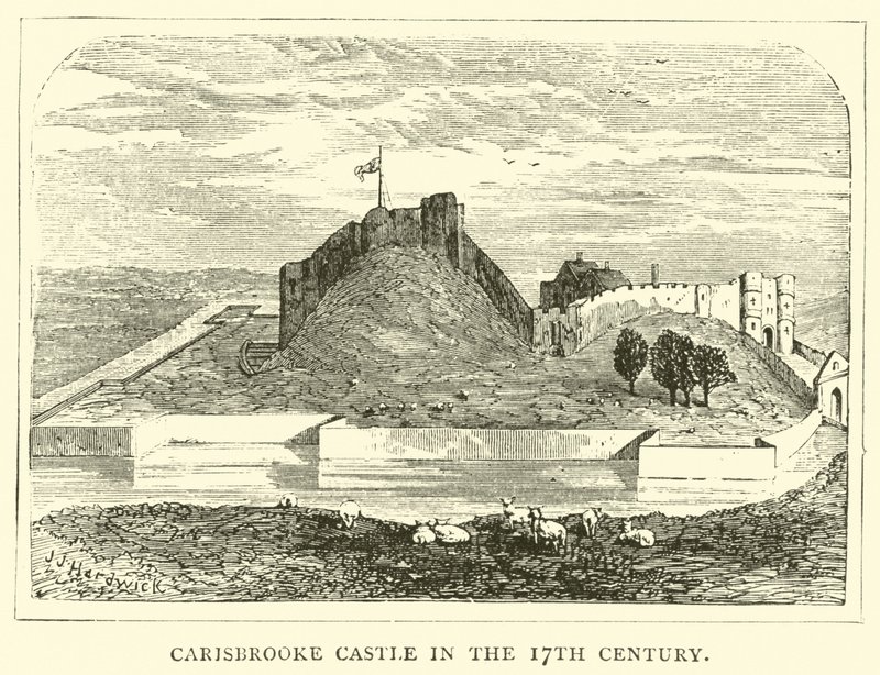 قلعة Carisbrooke في القرن السابع عشر بواسطة مدرسة اللغة الإنجليزية