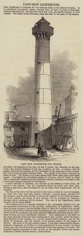 Cast Iron Lighthouse for Ceylon (engraving) بواسطة مدرسة اللغة الإنجليزية