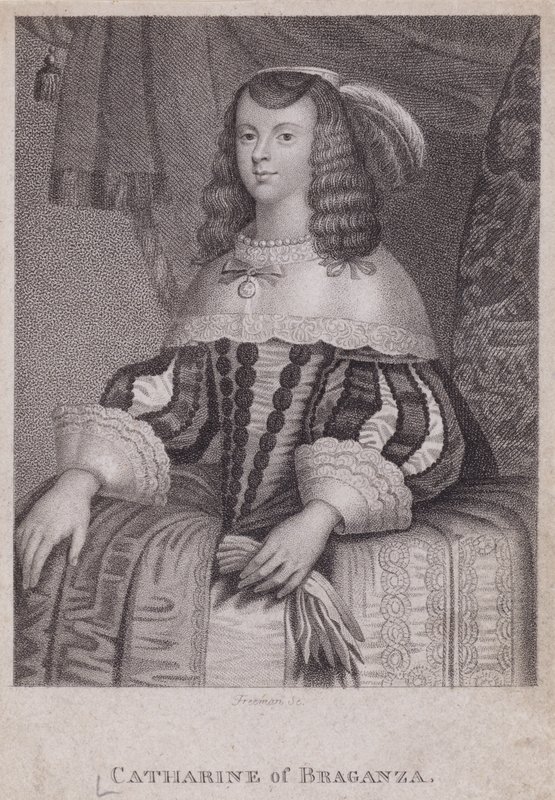 Catherine of Braganza, Queen Consort of King Charles II (engraving) بواسطة مدرسة اللغة الإنجليزية