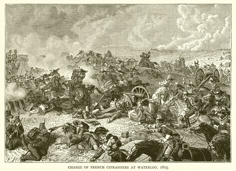 المسؤول عن Cuirassiers الفرنسيين في Waterloo ، 1815 بواسطة مدرسة اللغة الإنجليزية