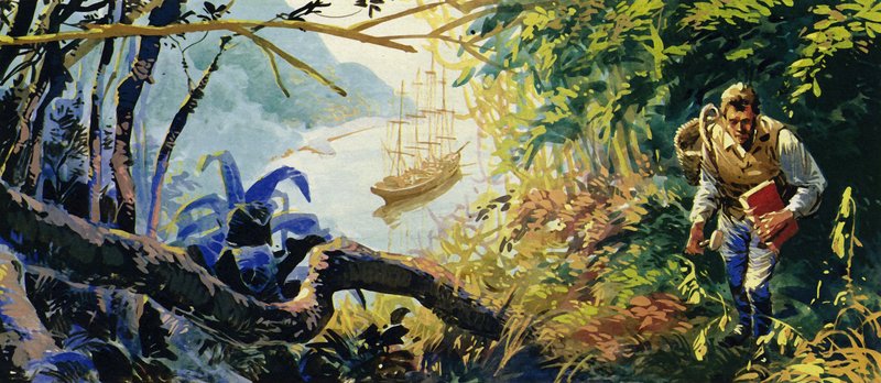 كان تشارلز داروين على متن HMS Beagle في طريقه لمسح ساحل أمريكا الجنوبية بواسطة مدرسة اللغة الإنجليزية