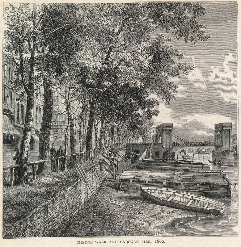Cheyne Walk و Cadogan Pier ، 1860 بواسطة مدرسة اللغة الإنجليزية