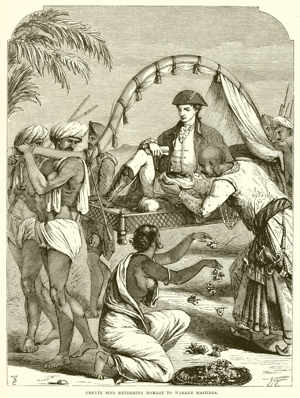 Cheyte Sing يقدم تكريمًا لـ Warren Hastings بواسطة مدرسة اللغة الإنجليزية