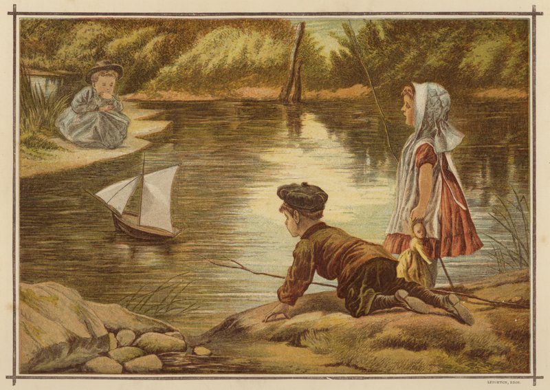 أطفال يطلقون نموذج يخت (لون ليثو) بواسطة مدرسة اللغة الإنجليزية