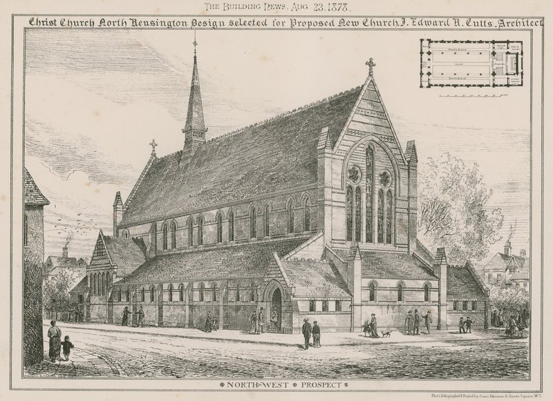Christ Church، North Kensington: تم اختيار التصميم للكنيسة الجديدة المقترحة بواسطة مدرسة اللغة الإنجليزية