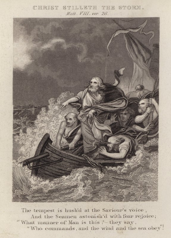 Christ stilleth the storm, Matthew VIII, ver 26 (engraving) بواسطة مدرسة اللغة الإنجليزية