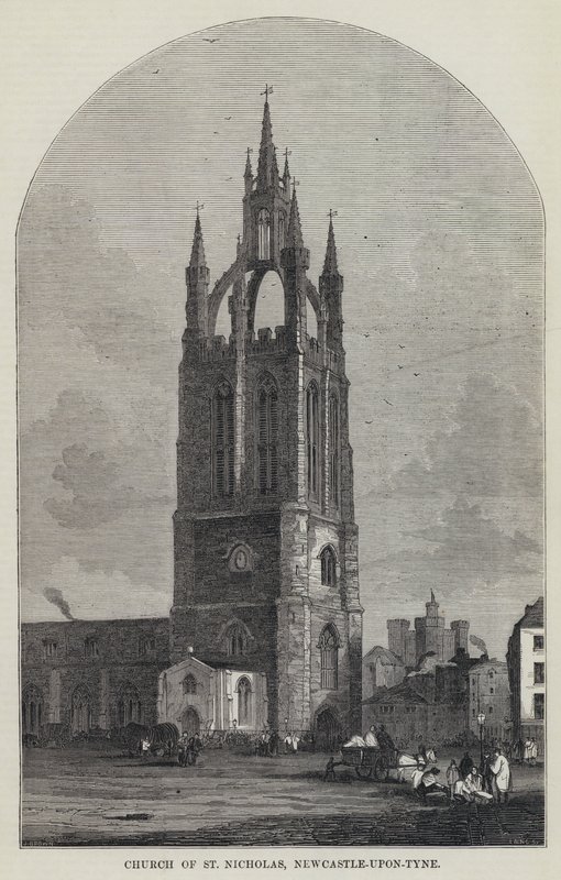 Church of St Nicholas, Newcastle-upon-Tyne (engraving) بواسطة مدرسة اللغة الإنجليزية