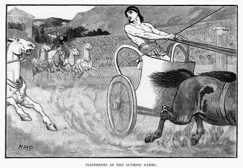 Clisthenes في الألعاب الأولمبية ، رسم توضيحي من Cassells Illustrated تاريخ عالمي بقلم إدوارد أولييه ، 1890 بواسطة مدرسة اللغة الإنجليزية