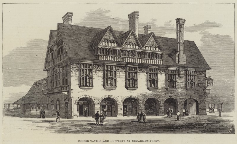 Coffee Tavern and Hostelry at Newark-on-Trent (نقش) بواسطة مدرسة اللغة الإنجليزية