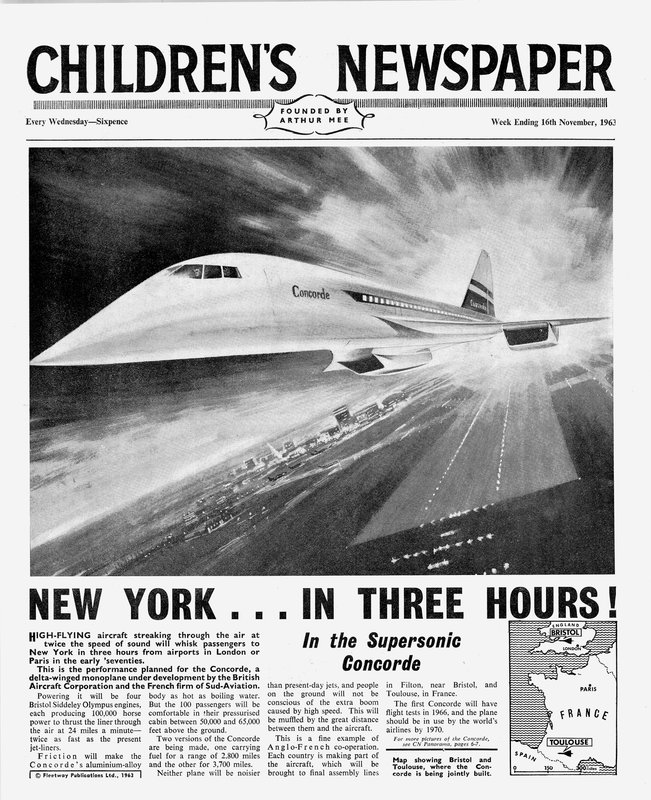 كونكورد ، الصفحة الأولى من "جريدة الأطفال" ، نوفمبر 1963 (ورق الصحف) بواسطة مدرسة اللغة الإنجليزية