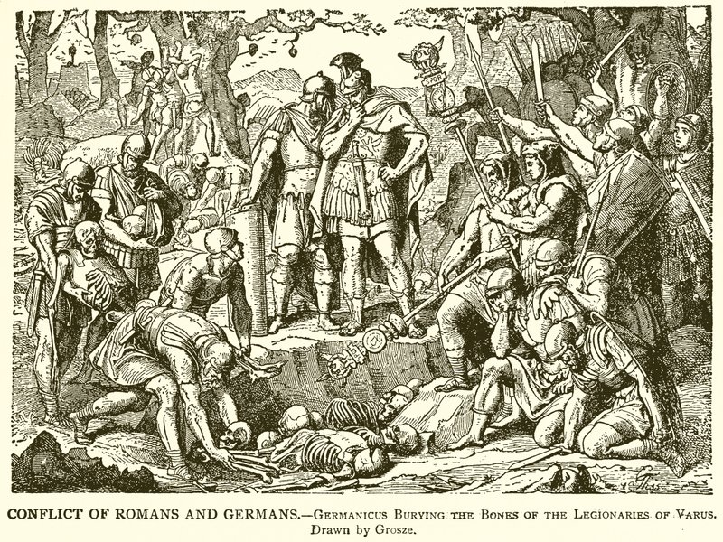 صراع الرومان والألمان. - Germanicus دفن عظام الفيلق من Varus بواسطة مدرسة اللغة الإنجليزية