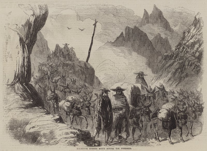 Conveying Spanish Wines across the Pyrenees (engraving) بواسطة مدرسة اللغة الإنجليزية