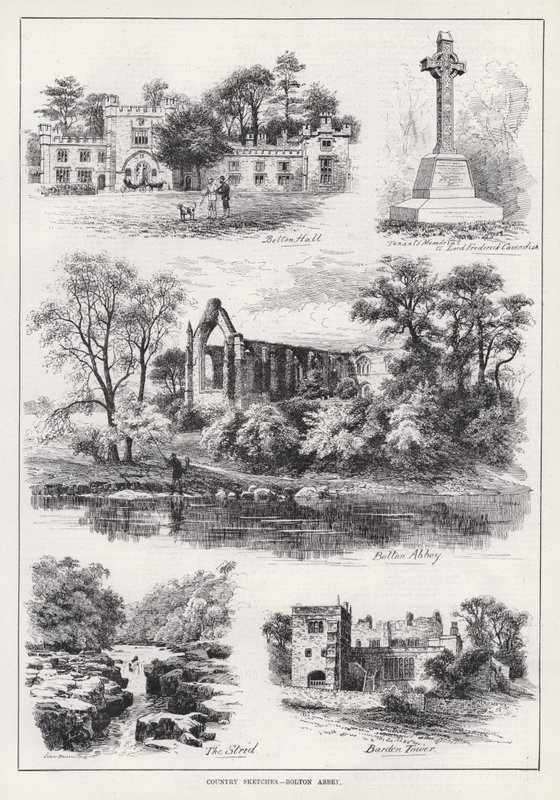 Country Sketches, Bolton Abbey (engraving) بواسطة مدرسة اللغة الإنجليزية