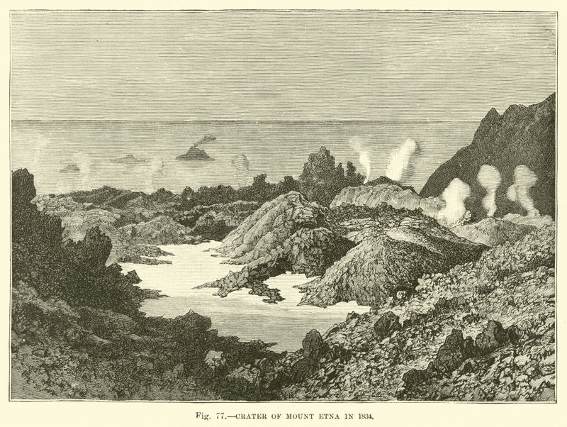 حفرة جبل إتنا عام 1834 بواسطة مدرسة اللغة الإنجليزية