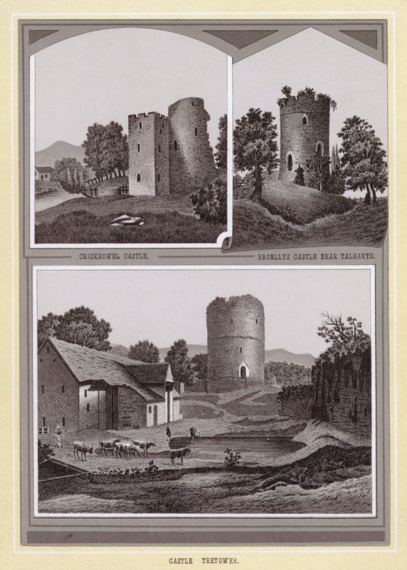 قلعة Crickhowell قلعة برونليس بالقرب من تالغارث ؛ قلعة تريتور (ليثو) بواسطة مدرسة اللغة الإنجليزية