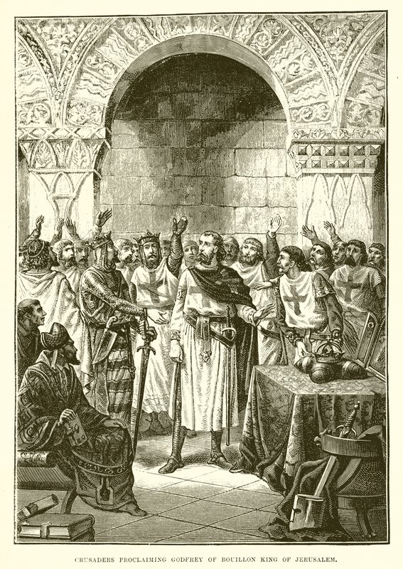 الصليبيون يعلنون Godfrey من Bouillon ملك القدس بواسطة مدرسة اللغة الإنجليزية
