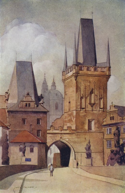 Czechoslovakia: Praha, Charles Bridge (colour litho) بواسطة مدرسة اللغة الإنجليزية