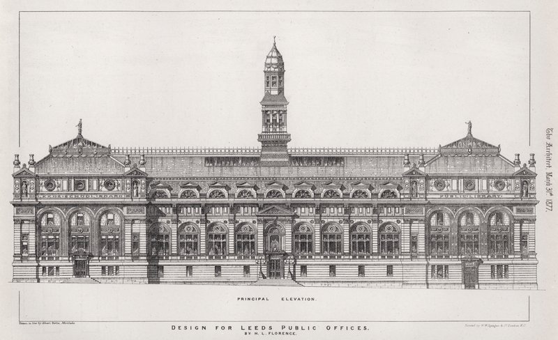 Design for Leeds Public Offices (engraving) بواسطة مدرسة اللغة الإنجليزية