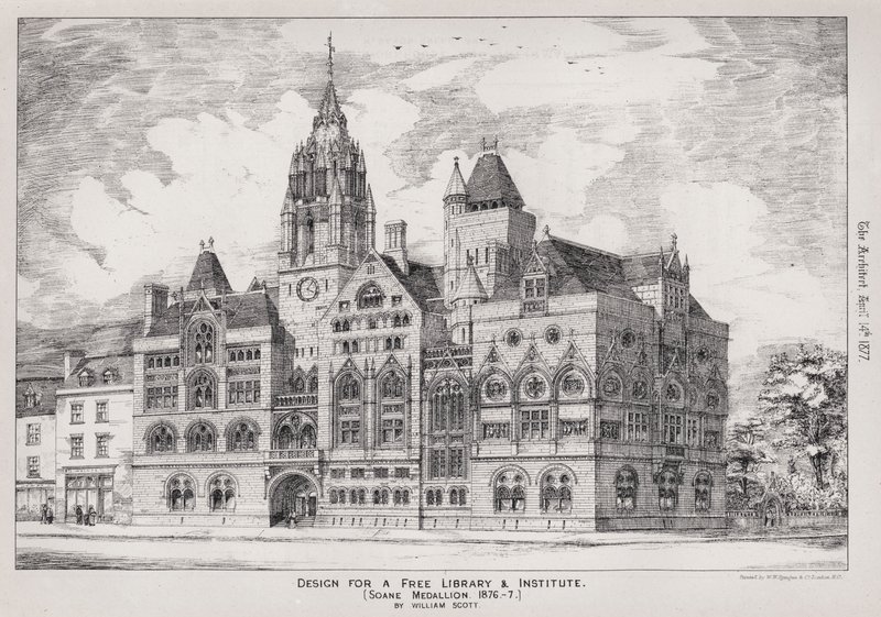Design for a Free Library and Institute, Soane Medallion بواسطة مدرسة اللغة الإنجليزية