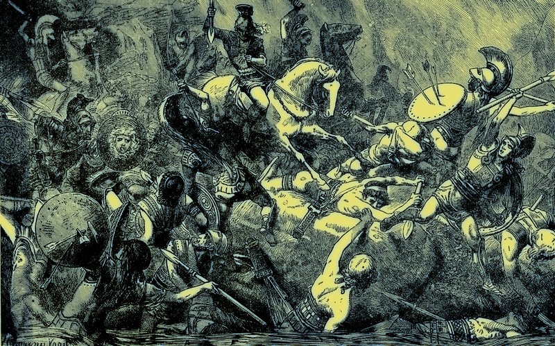 تدمير الجيش الأثيني في صقلية ، رسم توضيحي من تاريخ العالم المصور ، تم نشره عام 1880 (صورة محسنة رقميًا) بواسطة مدرسة اللغة الإنجليزية