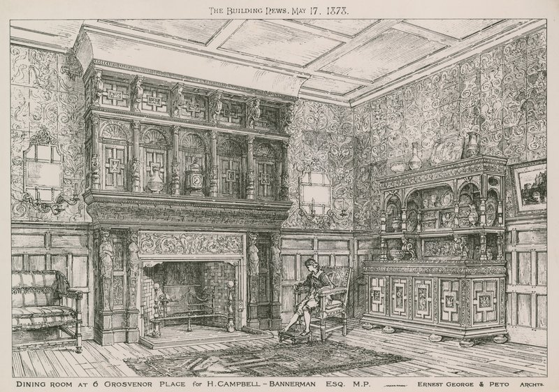 غرفة الطعام في 6 Grosvenor Place for H Campbell-Bannerman ، MP بواسطة مدرسة اللغة الإنجليزية