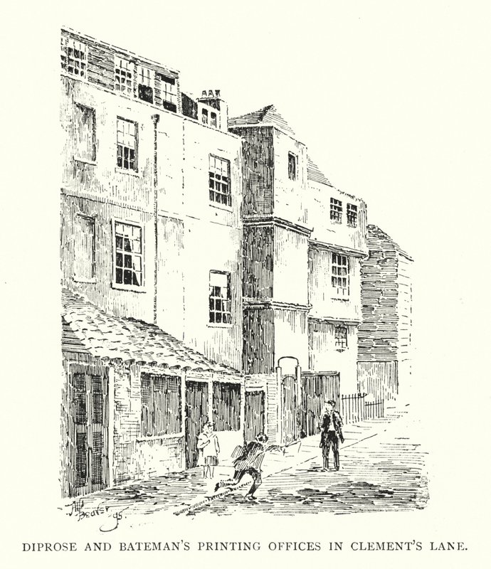 مكاتب الطباعة Diprose و Bateman في Clement's Lane (litho) بواسطة مدرسة اللغة الإنجليزية