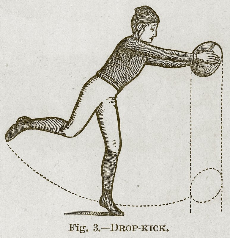 Drop-Kick ، رسم توضيحي لكتاب Cassells للرياضة والتسلية ، c.1890 بواسطة مدرسة اللغة الإنجليزية