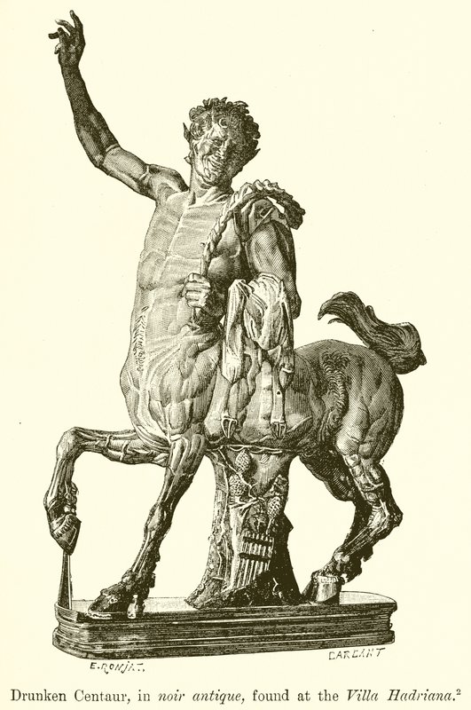 سكران Centaur ، في Noir Antique ، تم العثور عليه في فيلا هادريانا بواسطة مدرسة اللغة الإنجليزية