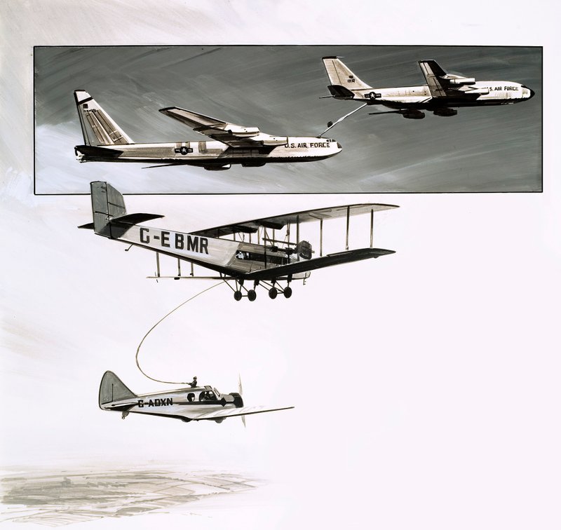 التزود بالوقود في وقت مبكر على متن الطائرة ل Handley Page W10 (الغواش على الورق) بواسطة مدرسة اللغة الإنجليزية