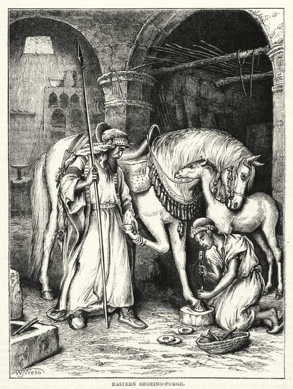 Eastern shoeing-forge (engraving) بواسطة مدرسة اللغة الإنجليزية