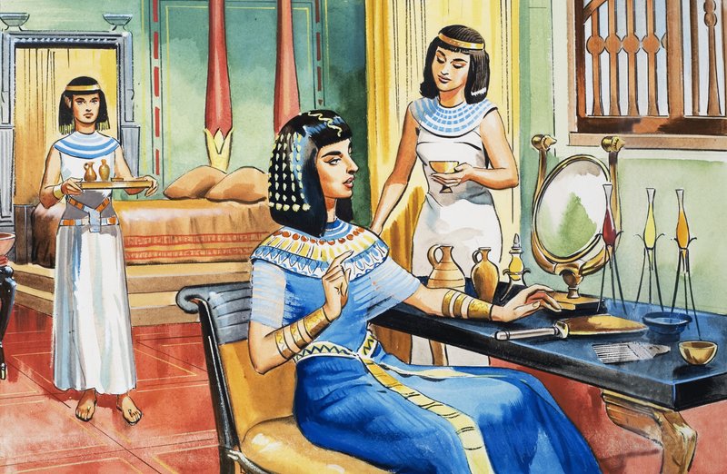 سيدة مصرية على منضدة تضميدها بواسطة مدرسة اللغة الإنجليزية