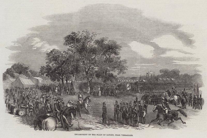 Encampment on the Plain of Satory, near Versailles (engraving) بواسطة مدرسة اللغة الإنجليزية
