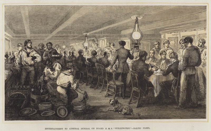 Entertainment to Admiral Dundas, on Board HMS "Wellington," Baltic Fleet (colour litho) بواسطة مدرسة اللغة الإنجليزية
