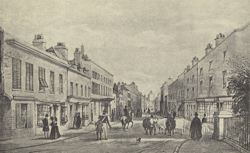 Eton High Street ، 1844 (الحفر) بواسطة مدرسة اللغة الإنجليزية