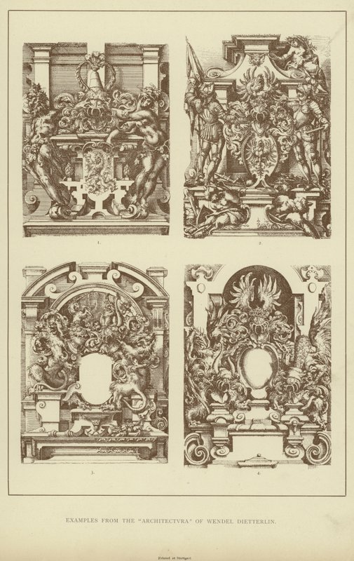 أمثلة من "Architectvra" لـ Wendel Dietterlin (litho) بواسطة مدرسة اللغة الإنجليزية