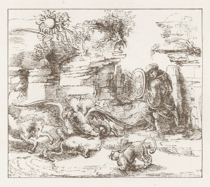 Facsimile of a Study by Leonardo da Vinci (engraving) بواسطة مدرسة اللغة الإنجليزية