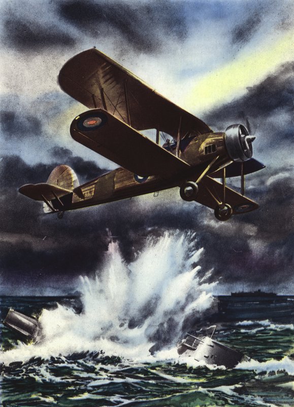 Fairey Swordfish تغرق قارب U في بحر الشمال بواسطة مدرسة اللغة الإنجليزية