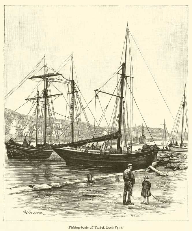 قوارب الصيد قبالة Tarbet ، Loch Fyne (نقش) بواسطة مدرسة اللغة الإنجليزية