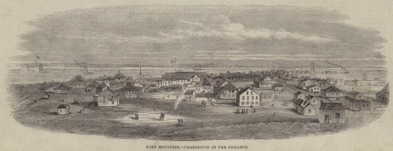 Fort Moultrie, Charleston in the Distance (engraving) بواسطة مدرسة اللغة الإنجليزية