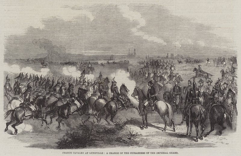 سلاح الفرسان الفرنسي في لونفيل ، المسؤول عن Cuirassiers من الحرس الإمبراطوري (نقش) بواسطة مدرسة اللغة الإنجليزية